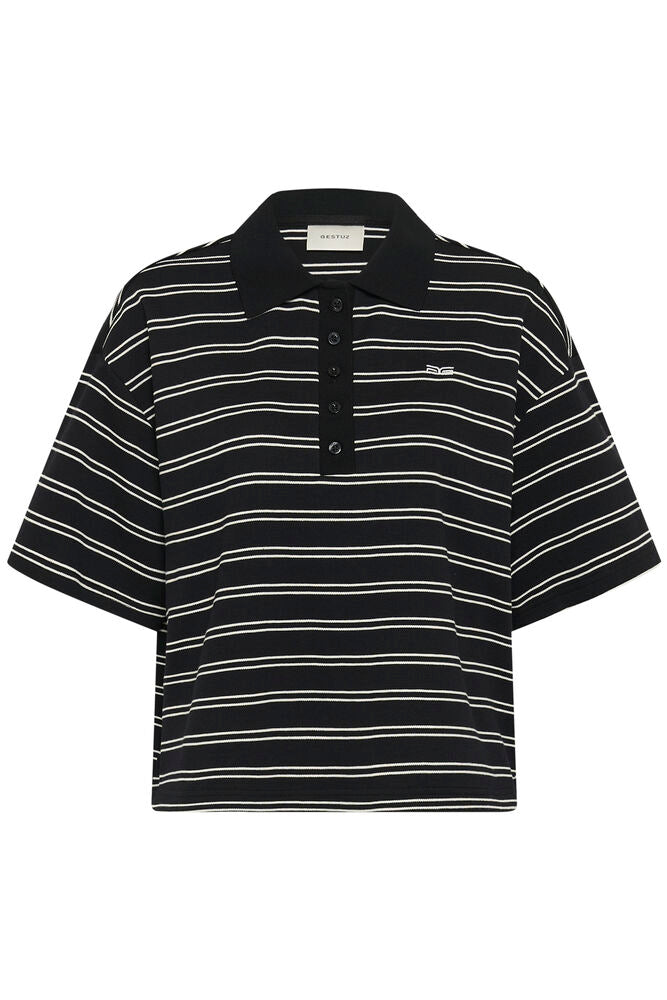 Gestuz Pilova Polo T-shirt Black White Striped