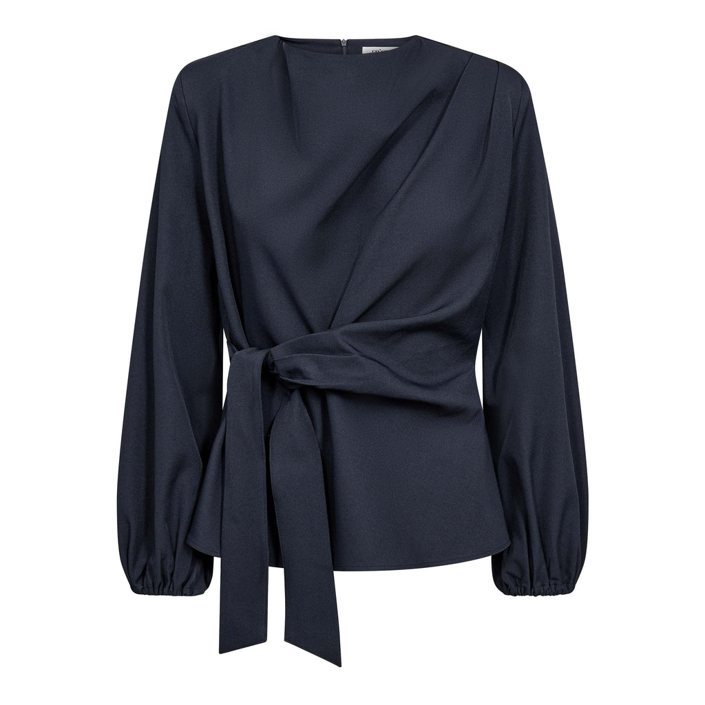 Co'Couture Luna Tie Blouse Navy
