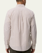 Les Deux Light Oxford Striped Shirt Chocolate Truffle Red