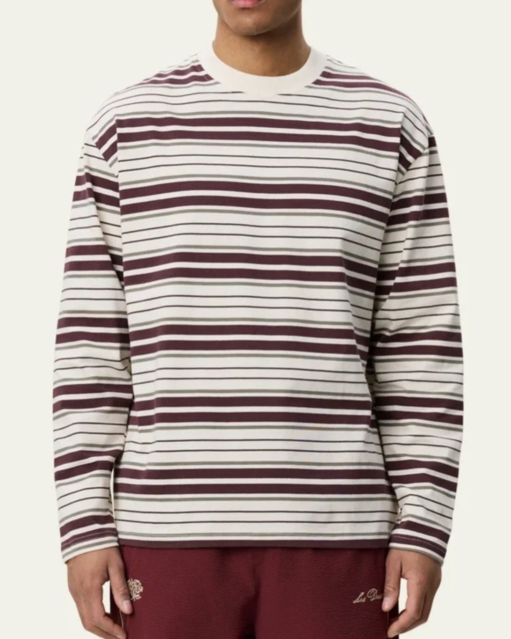 Les Deux Stripe LS T-Shirt Eggnog White