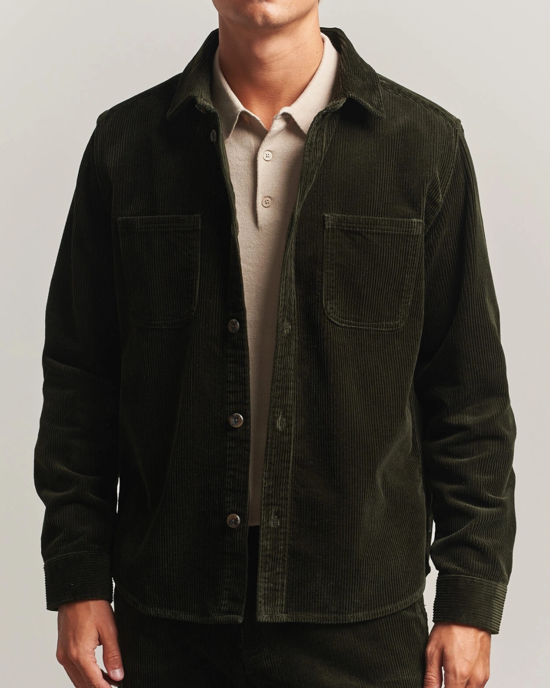 Les Deux Corduroy Overshirt Green