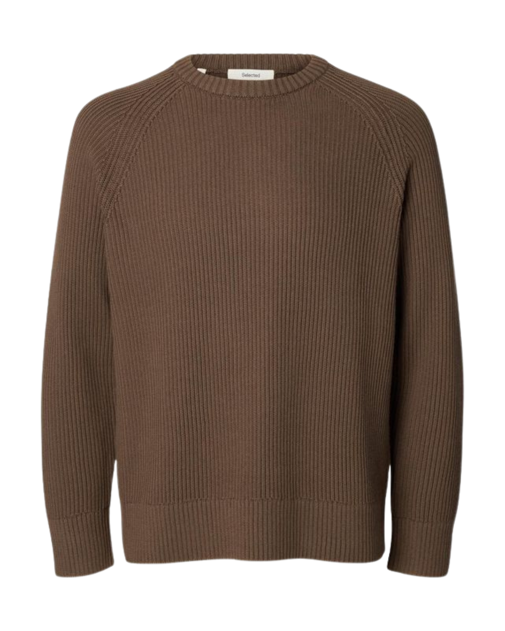 Selected Slmbraun Knit Rlx Rib Crew Neck Noo Brown