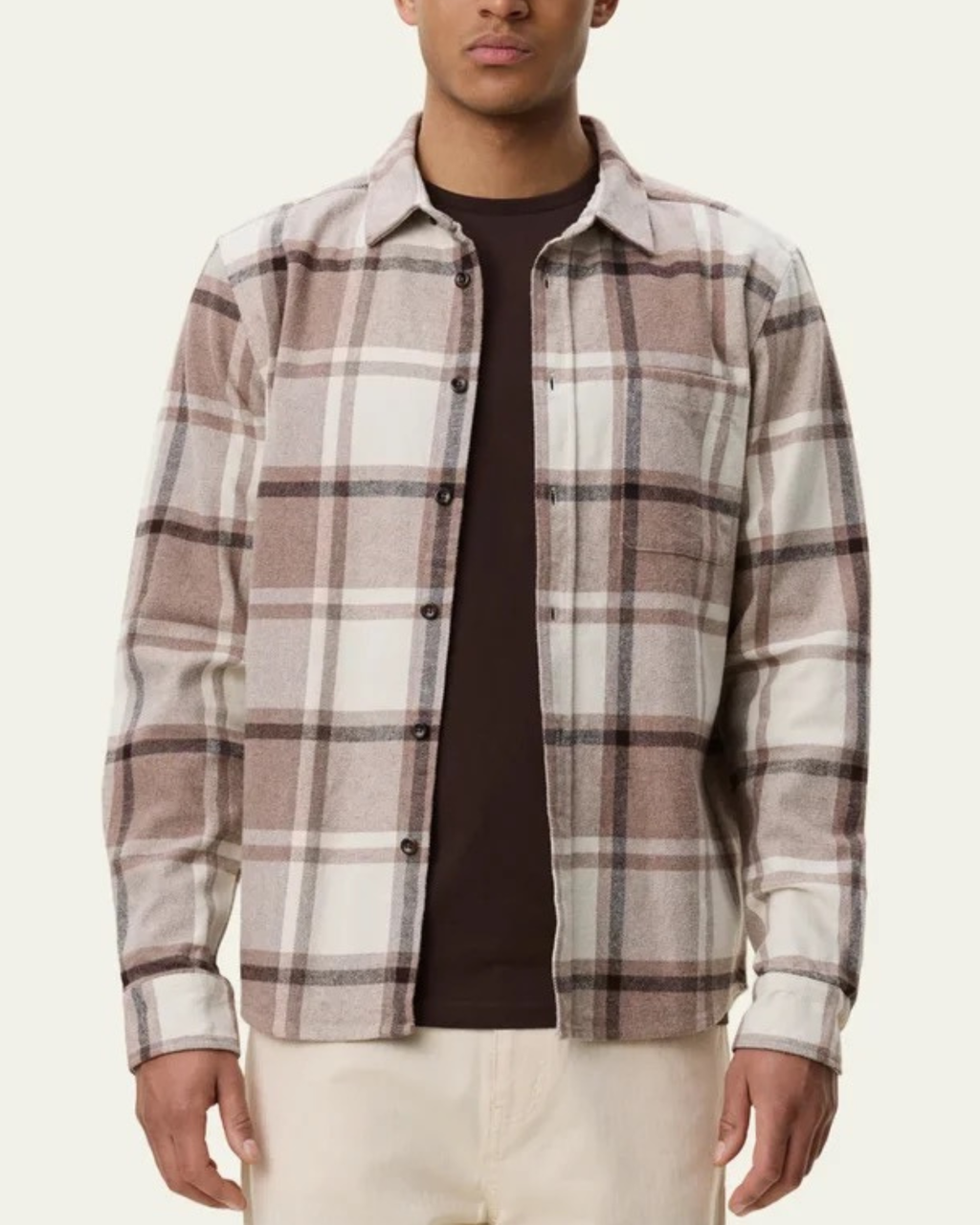 Les Deux Check Flannel Shirt Beige