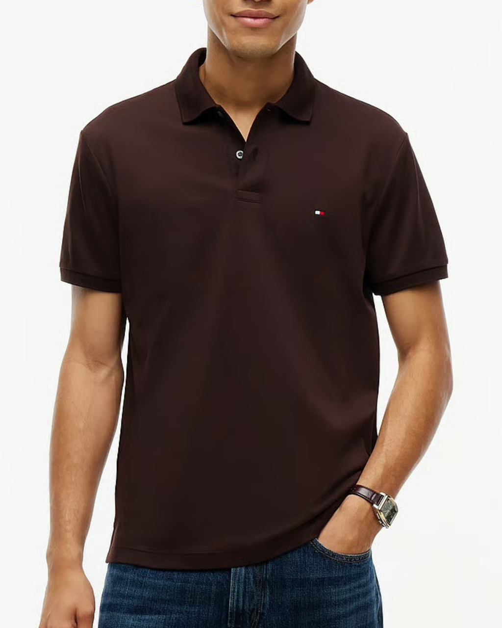 Tommy Hilfiger "SOFT TOUCH INTERLOCK" Polo Brown