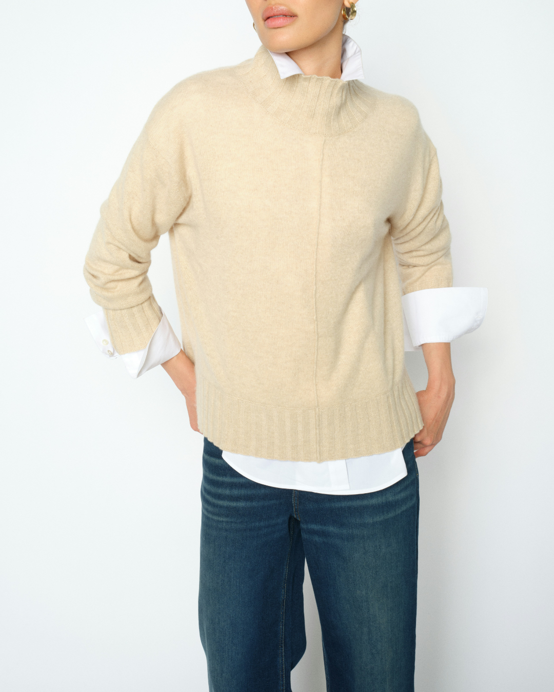 Mos Mosh Aima Cashmere Highneck Knit Oxford Tan