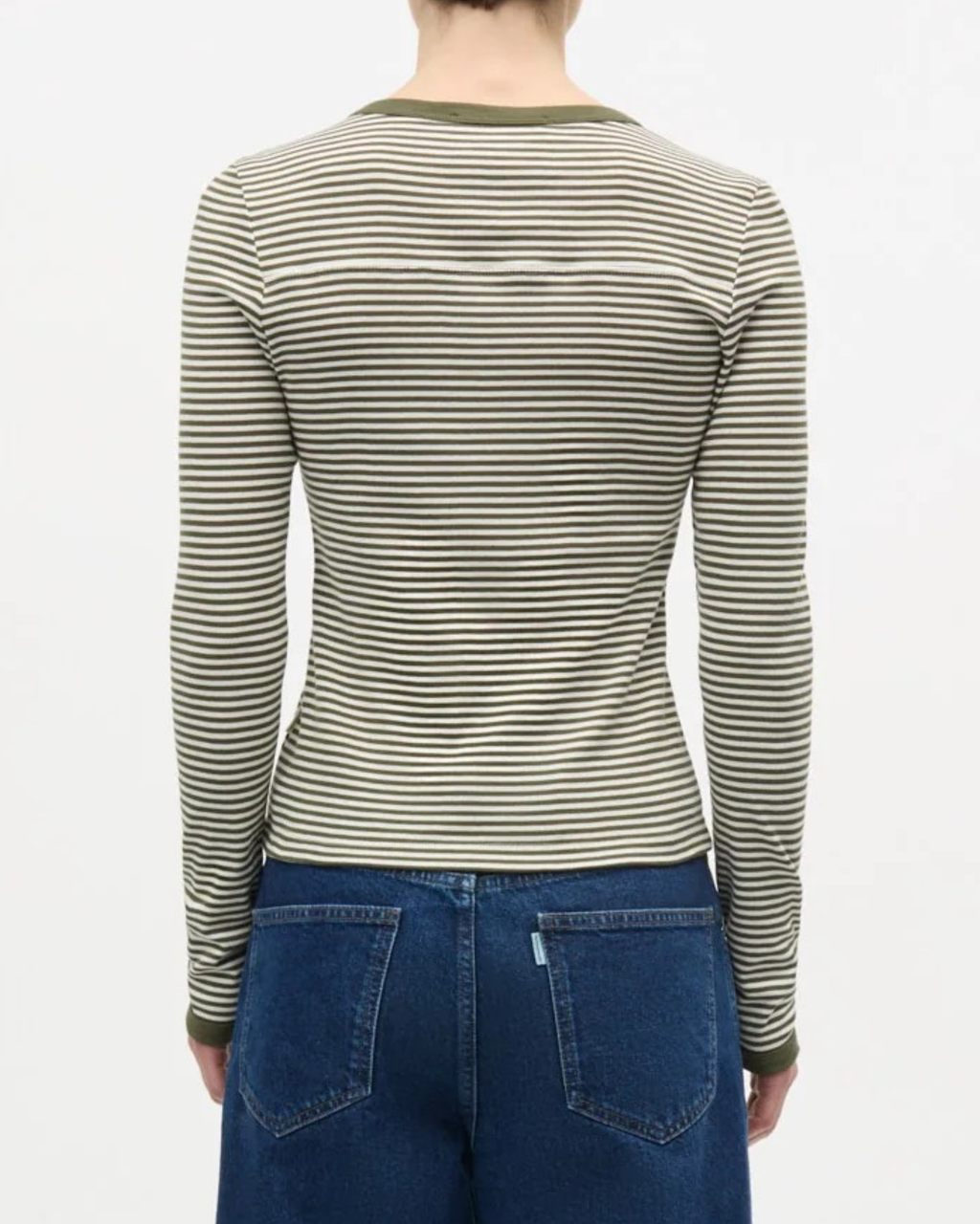 Mads Nørgaard Grace Jersey Stripe Camille Tee LS White/Tarmac