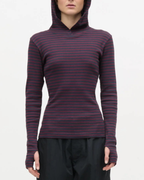 Mads Nørgaard 2x2 Cotton Stripe Tutti Hood Bordeux/Navy