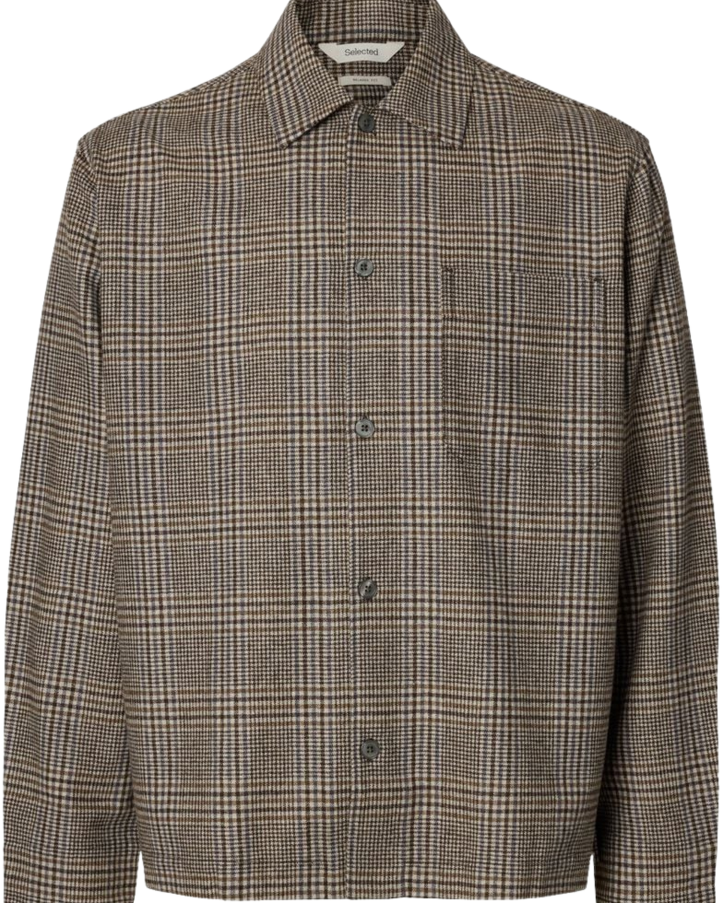 Selected "SLMRLXSVEND WT CHECK WOOL BLEND LIG" Overshirt Brown