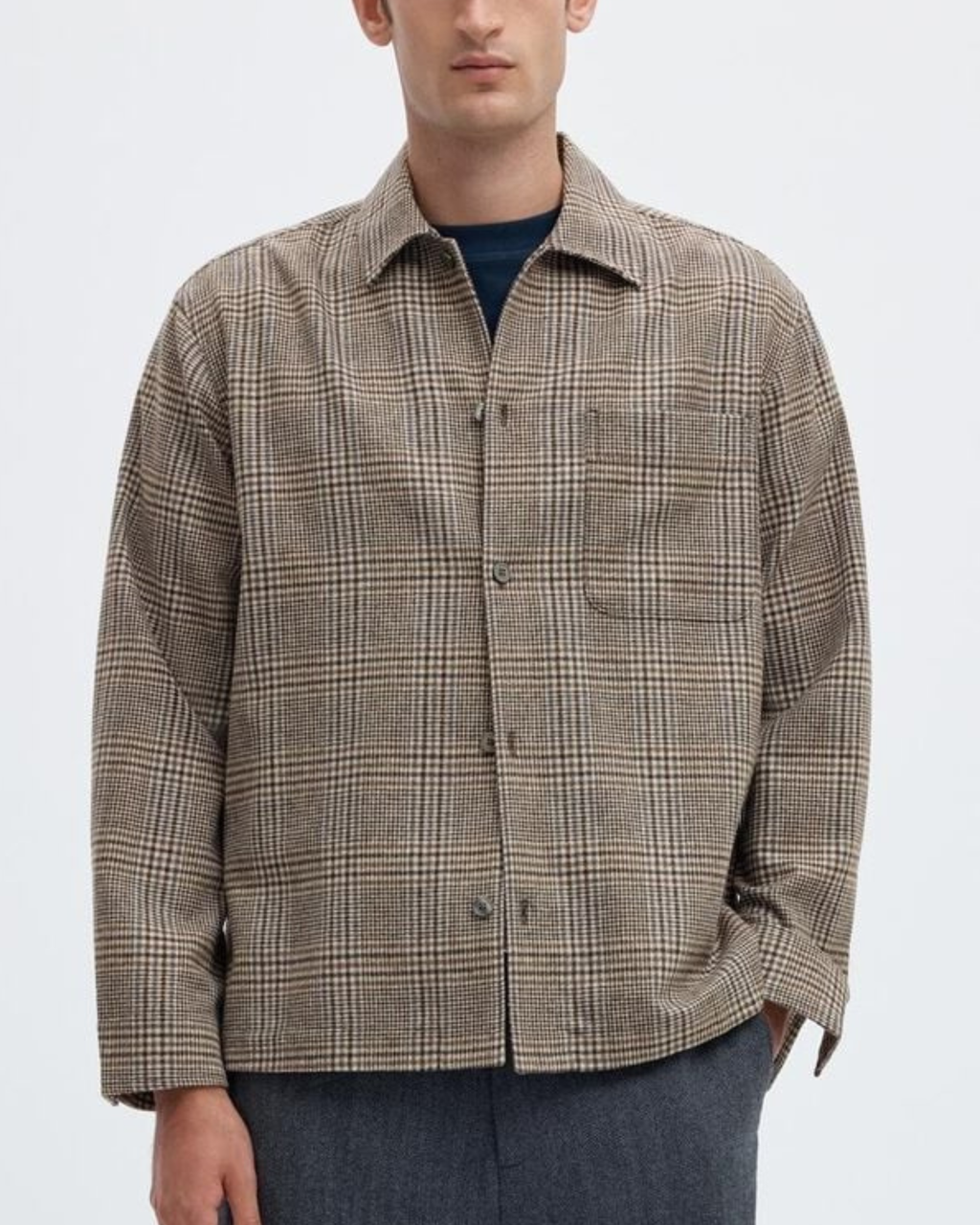 Selected "SLMRLXSVEND WT CHECK WOOL BLEND LIG" Overshirt Brown