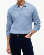 Tommy Hilfiger Classic Cotton Cable LS Polo Brisk Blue