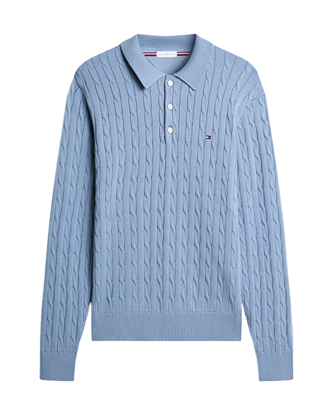 Tommy Hilfiger Classic Cotton Cable LS Polo Brisk Blue
