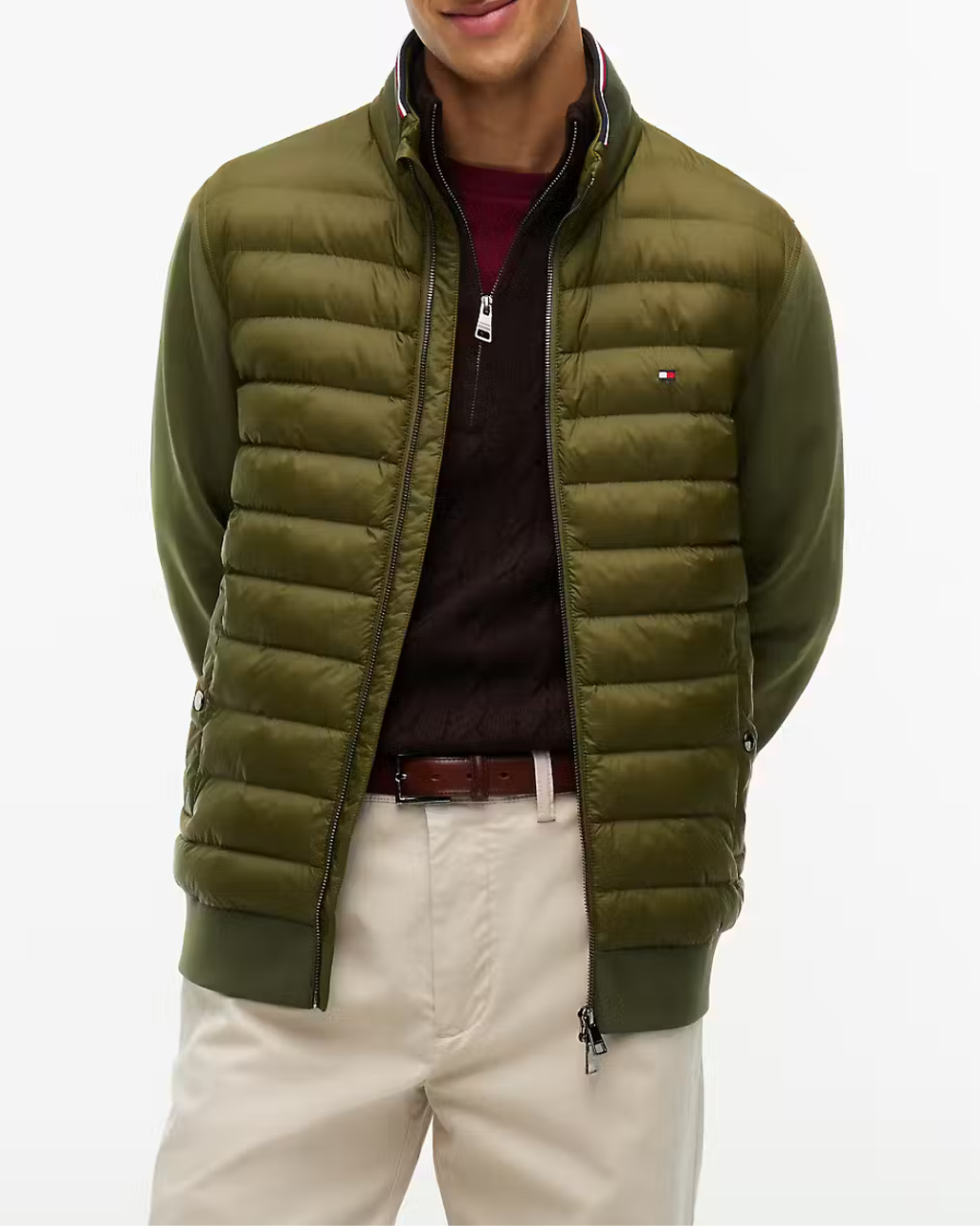 Tommy Hilfiger Mix Media Ess Stand Collar Jacket Hunstman Green