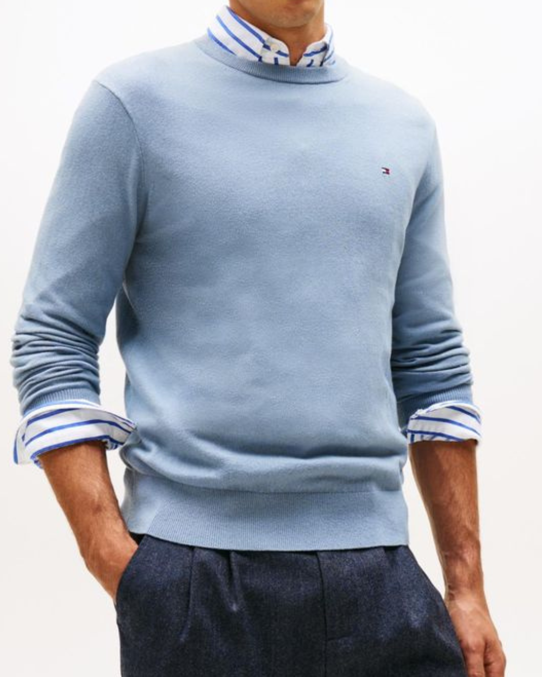 Tommy Hilfiger Pima Cashmere Crew Neck Brisk Blue