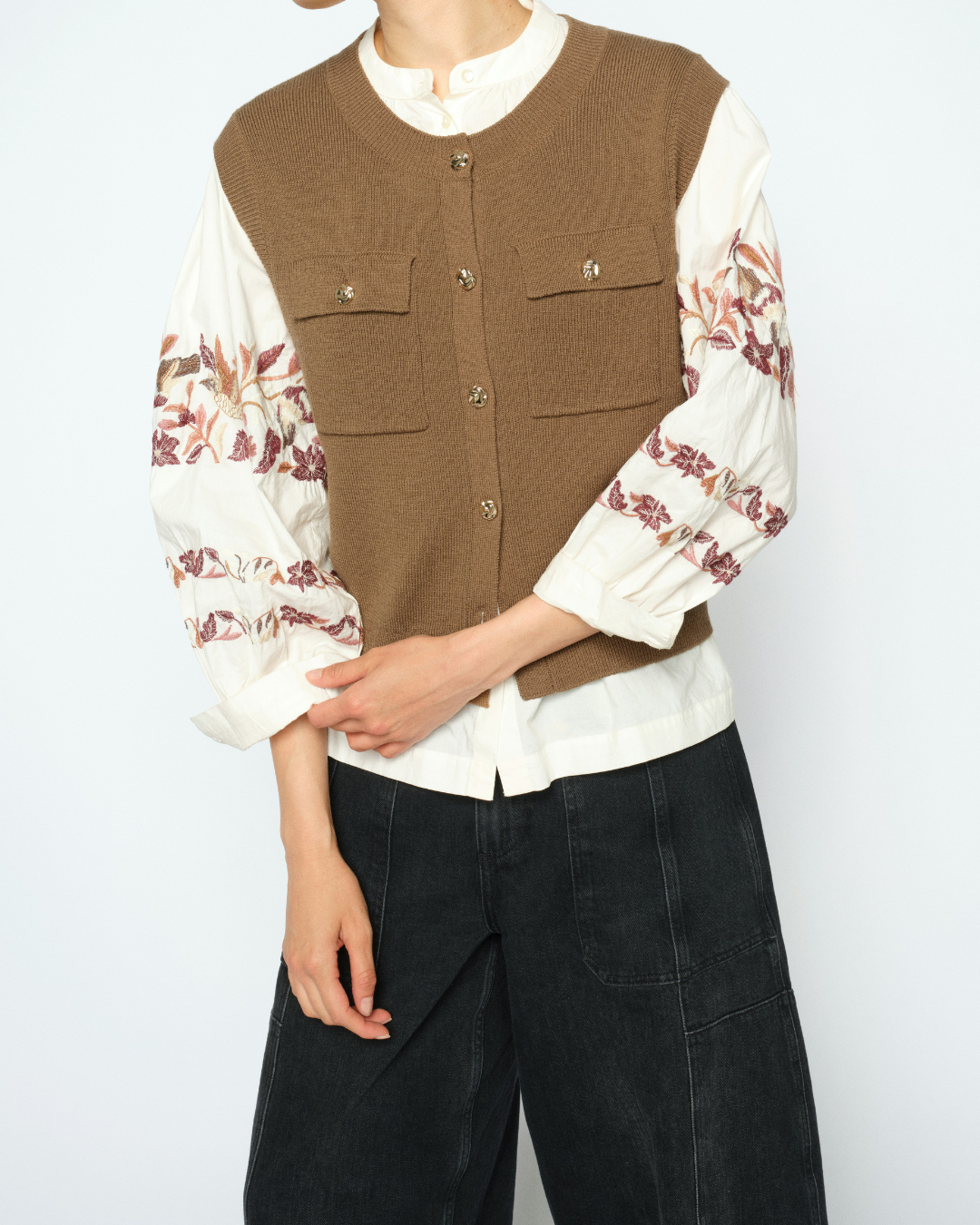 Mos Mosh Ayana Wool Knit Vest Dark Camel