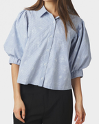 Neo Noir Etta Flower Stripe Shirt Light Blue