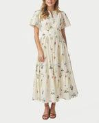 Neo Noir Gardena Flower Rank Dress Off White