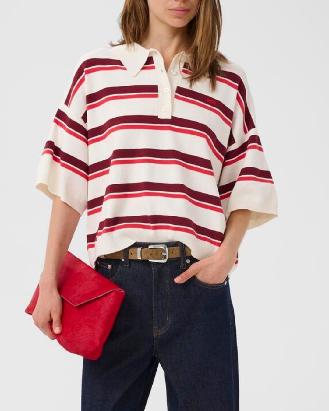 Gestuz Taia SS Polo Pullover Egret