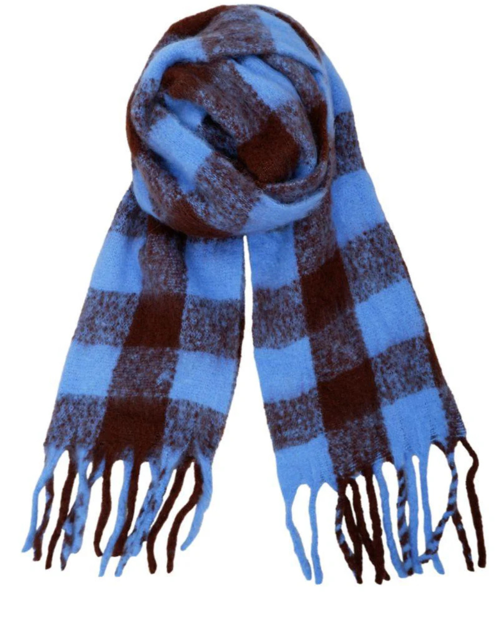 Black Colour North Soft Winter Scarf Blue/Mocca
