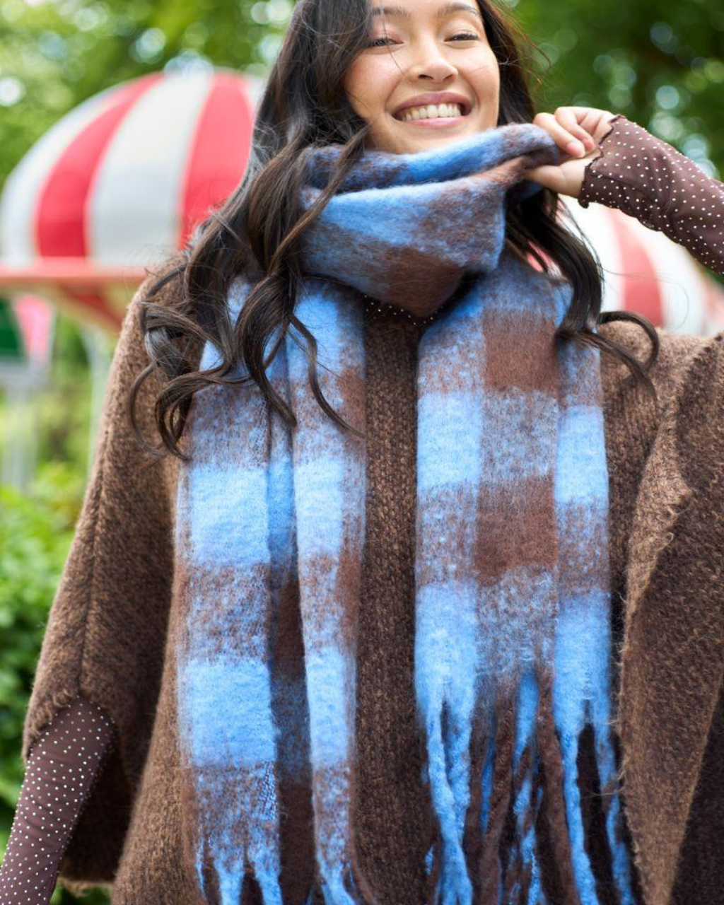 Black Colour North Soft Winter Scarf Blue/Mocca