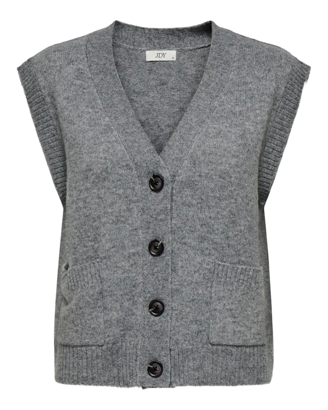 JDY Super S/L V-Neck Vest Noos Medium Grey Melange