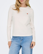JDY Pisa L/S Print Top Noos Cloud Dancer
