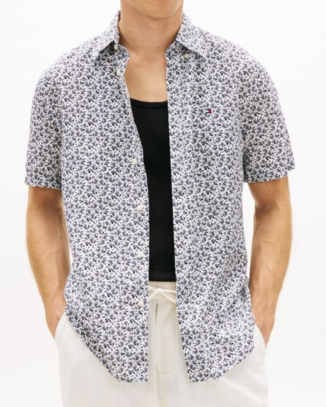 Tommy Hilfiger Linen Tropical SS Shirt White