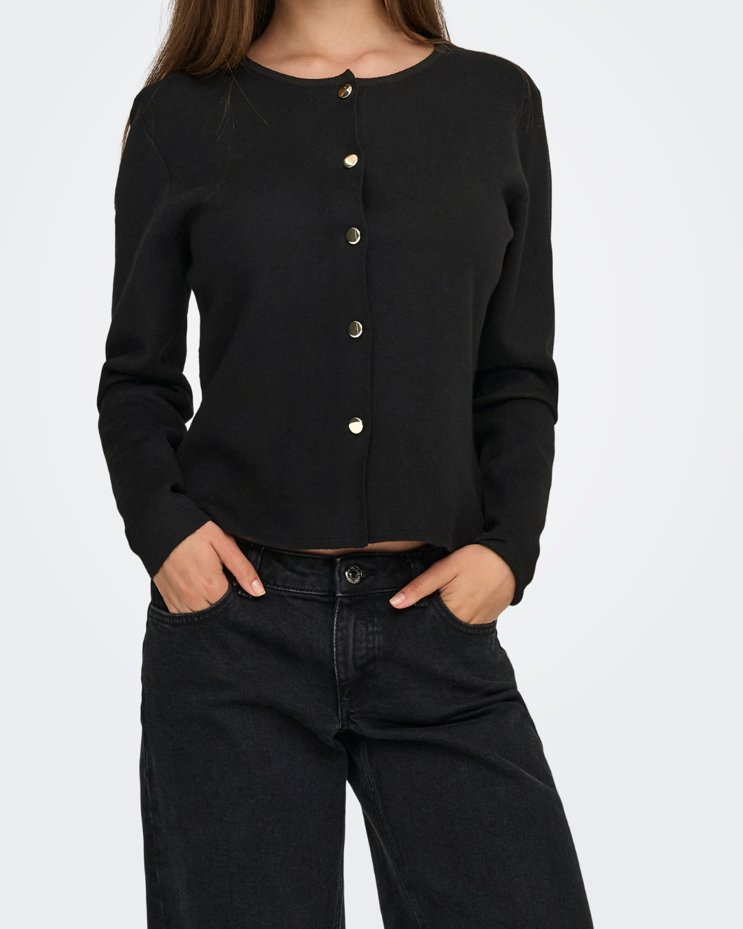 JDY Prime Life L/S On Fitted Cardigan Black