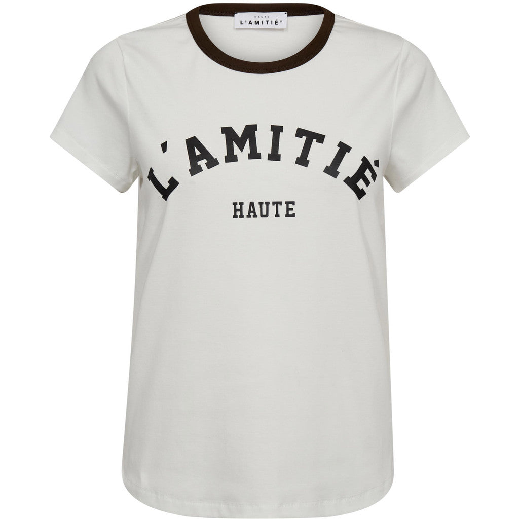 Haute L'amitié Neckline Logo T-Shirt Off White/Mocca