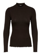 Fransiska Life L/S High Neck Top Black Coffee