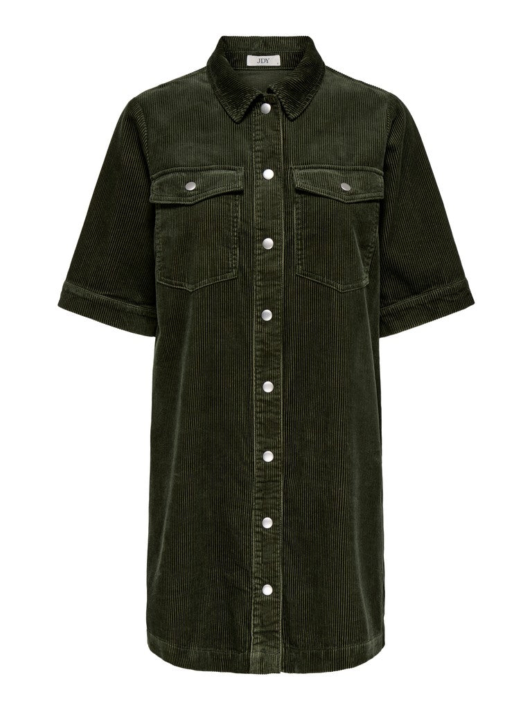 JDY Shiraz S/S Button Dress Forest Night