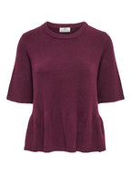 JDY Brilliant Life S/S On Peplum Pull Knit Windsor Wine