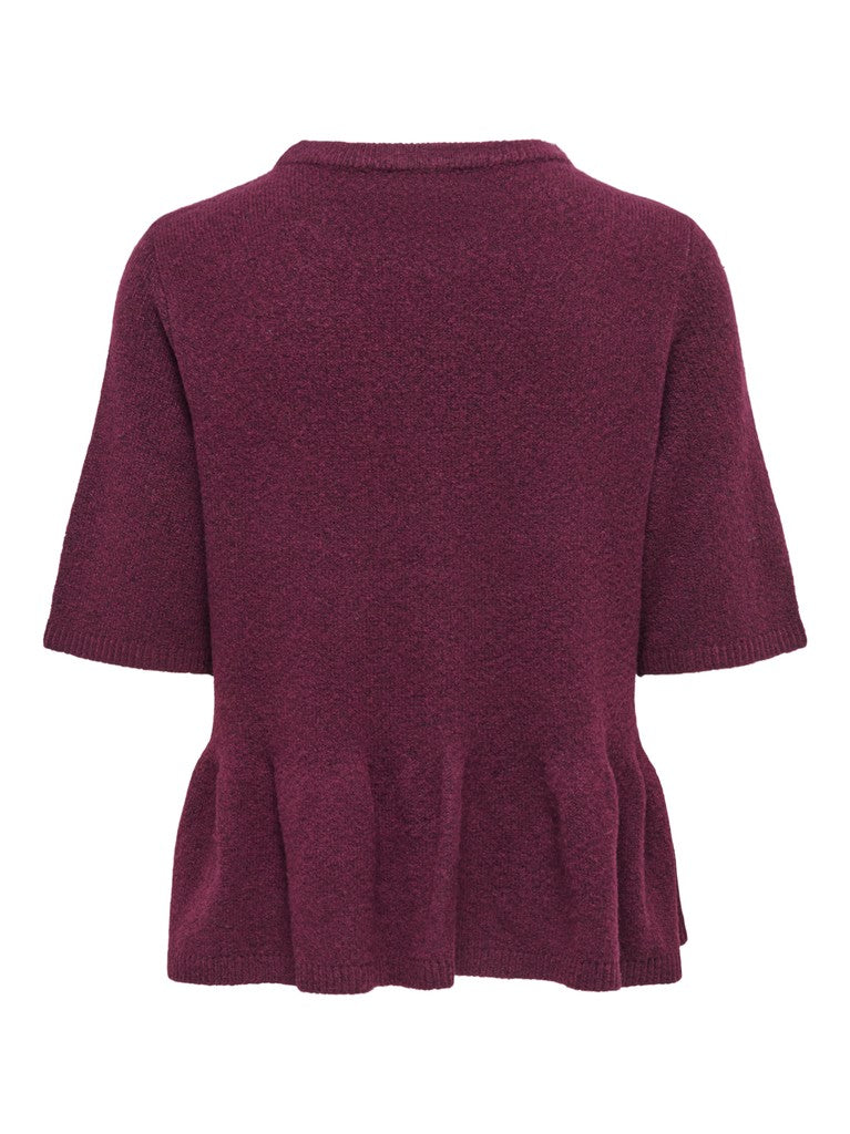 JDY Brilliant Life S/S On Peplum Pull Knit Windsor Wine