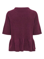 JDY Brilliant Life S/S On Peplum Pull Knit Windsor Wine