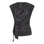 Co'Couture Elora Check Pleat Top Dark Grey