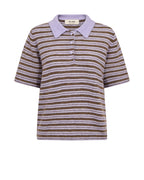 Mos Mosh Milvi SS Stripe Polo Knit Violet