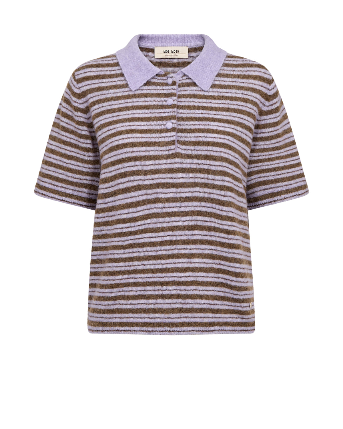 Mos Mosh Milvi SS Stripe Polo Knit Violet