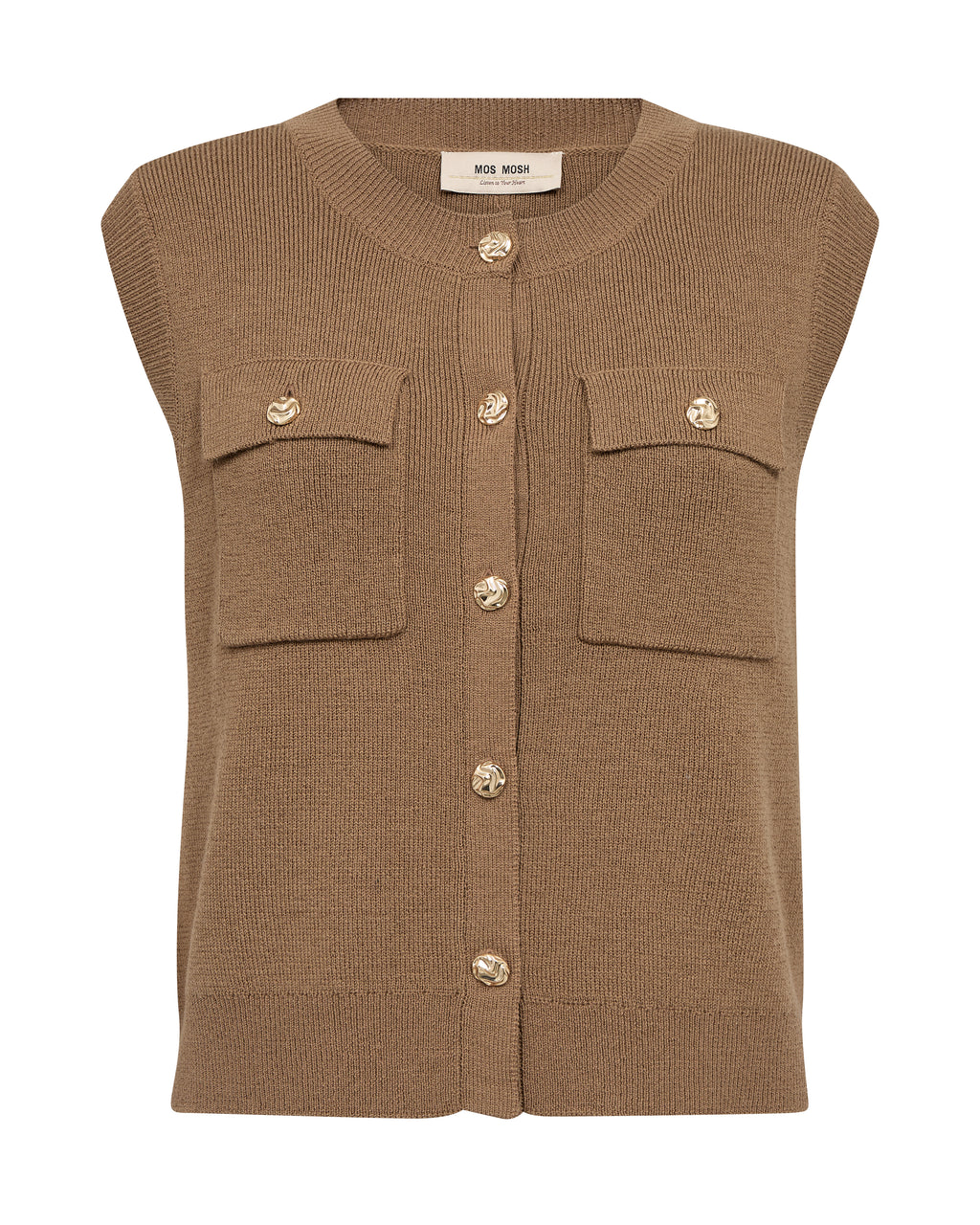 Mos Mosh Ayana Wool Knit Vest Dark Camel