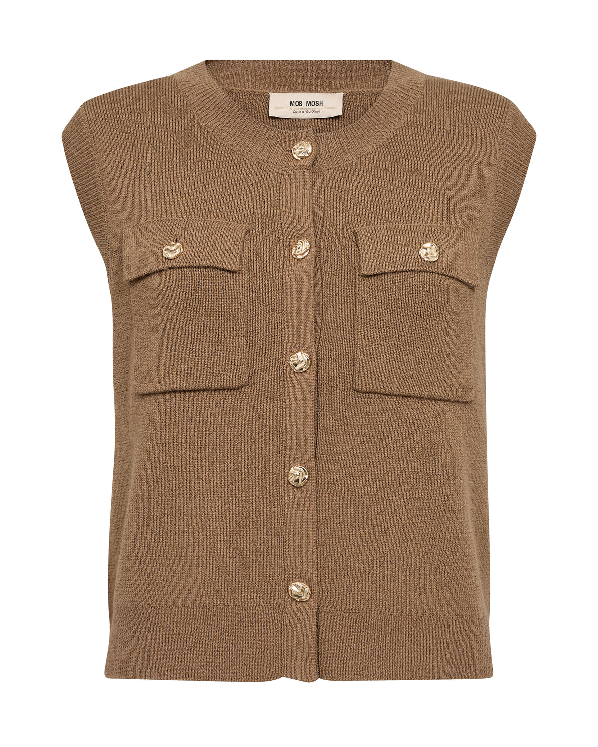 Mos Mosh Ayana Wool Knit Vest Dark Camel
