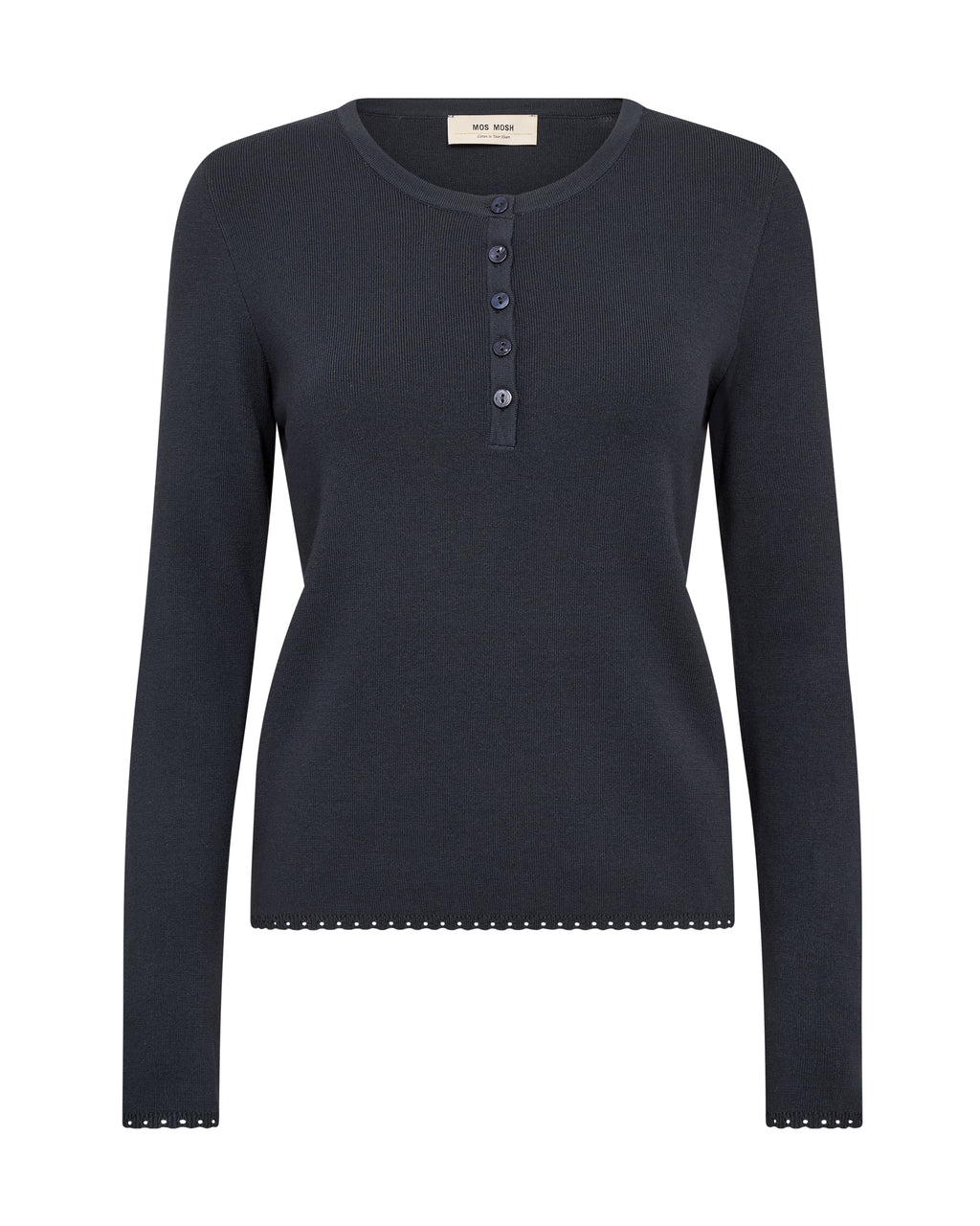 Mos Mosh Aliz Caliz Plain LS Knit Salute Navy
