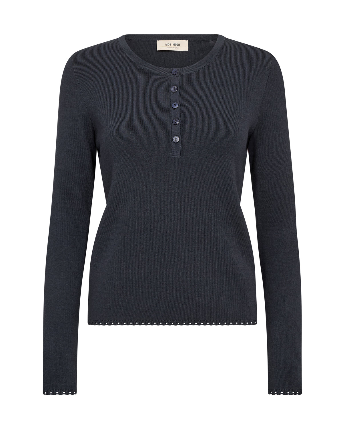 Mos Mosh Aliz Caliz Plain LS Knit Salute Navy