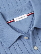 Tommy Hilfiger Classic Cotton Cable LS Polo Brisk Blue