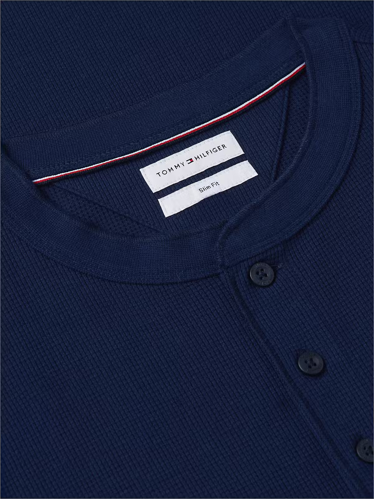 Tommy Hilfiger Waffle Texture Longsleeve Henley Carbon Navy