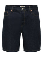 Only & Sons Edge Rinse Shorts Dark Blue Denim