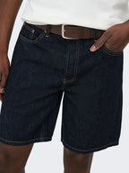 Only & Sons Edge Rinse Shorts Dark Blue Denim