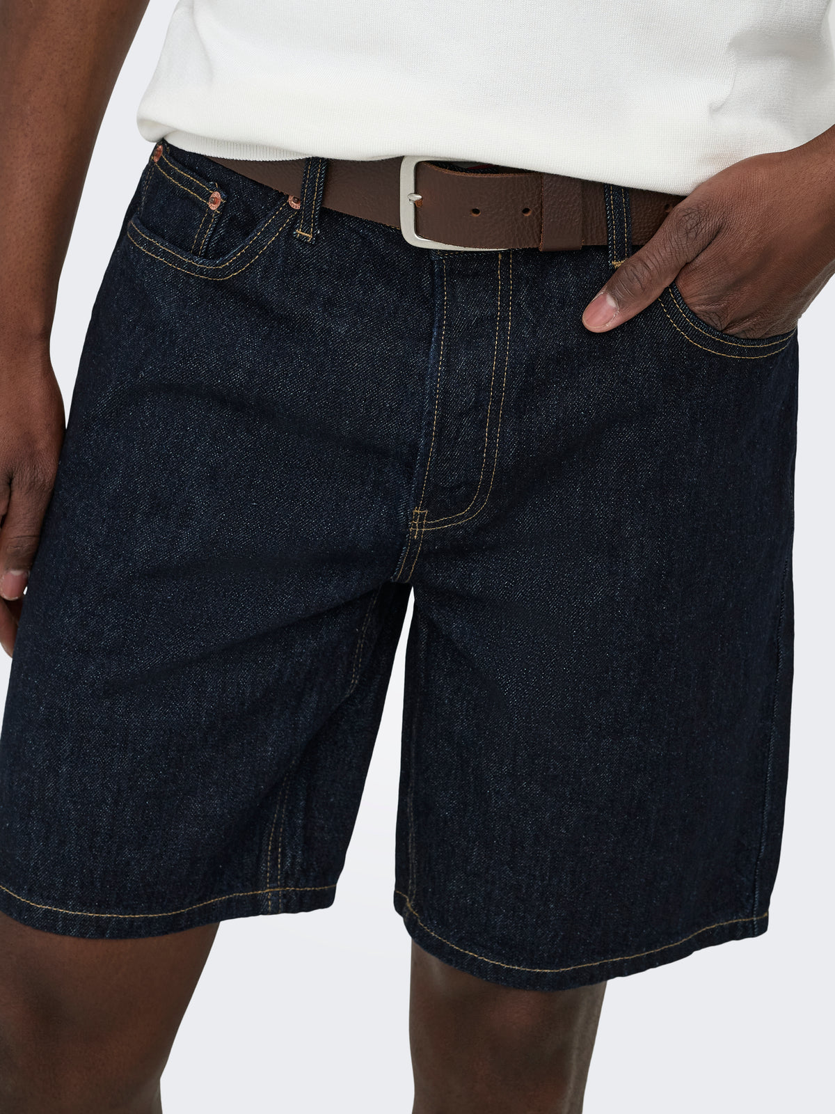Only & Sons Edge Rinse Shorts Dark Blue Denim