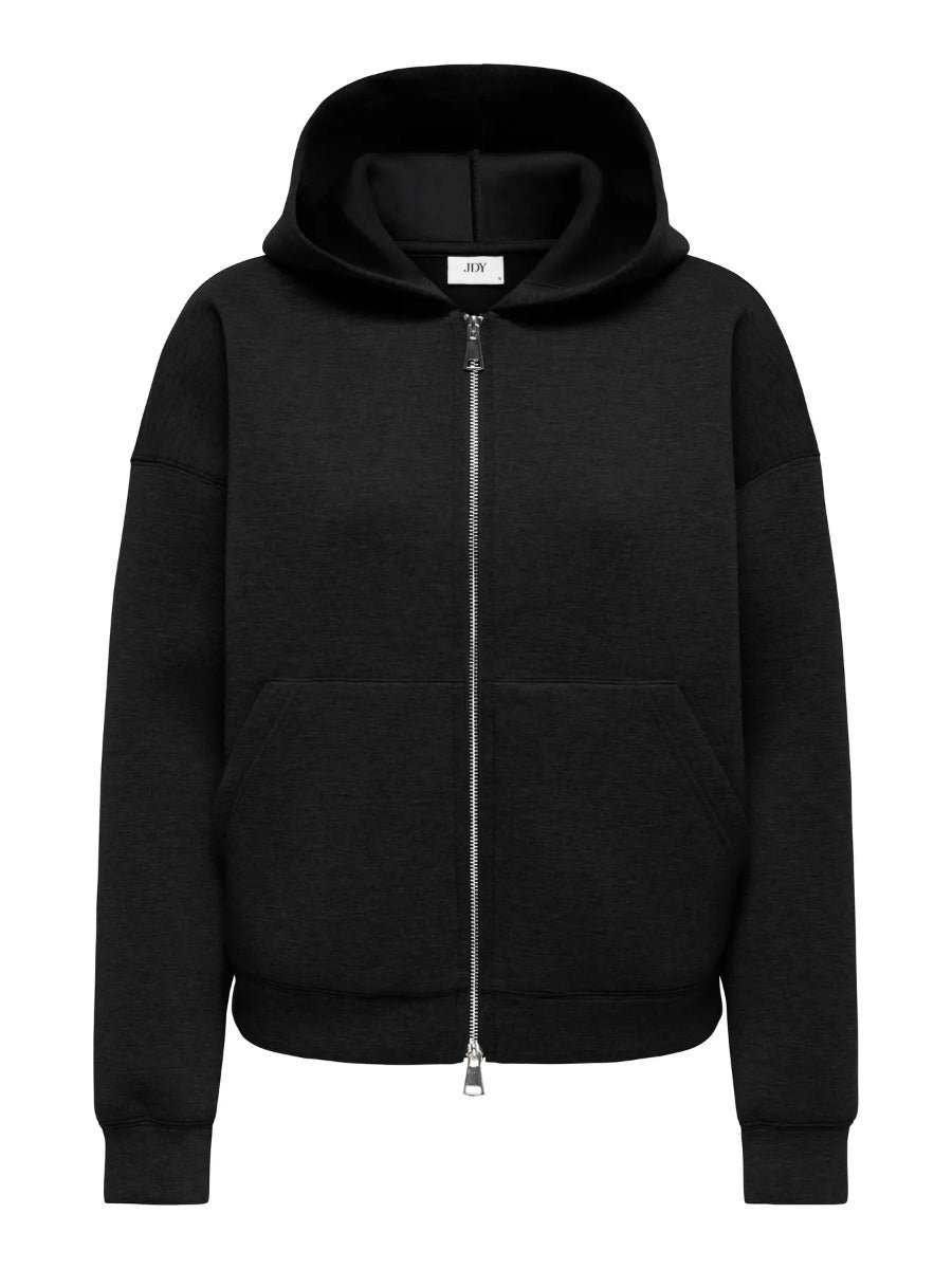 Sabrina Zipper Scuba Hoodie Black
