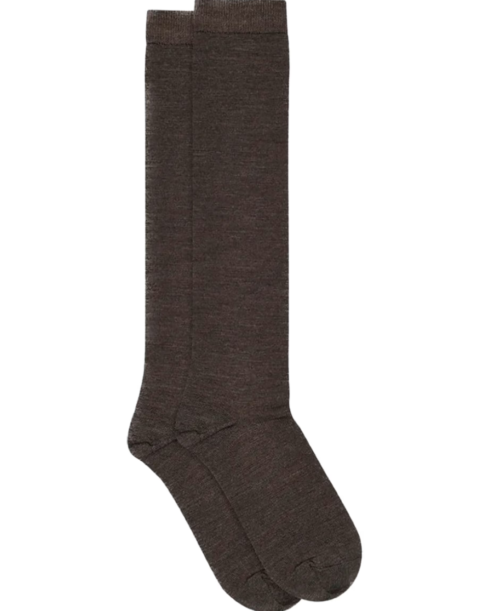 Wool/Cotton Knee Socks Dark Brown