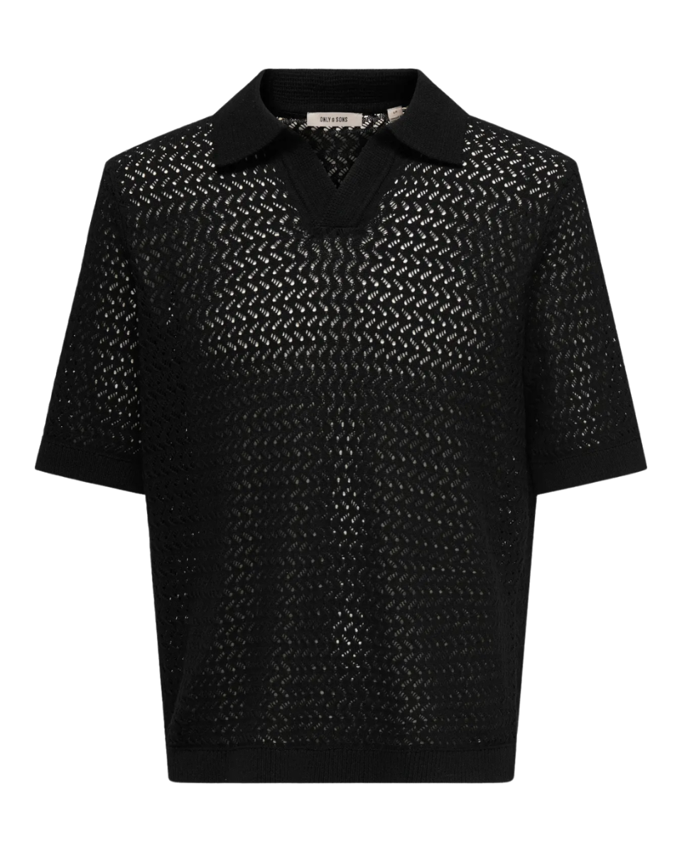 Nyle 5 SS Split Polo Knit Black