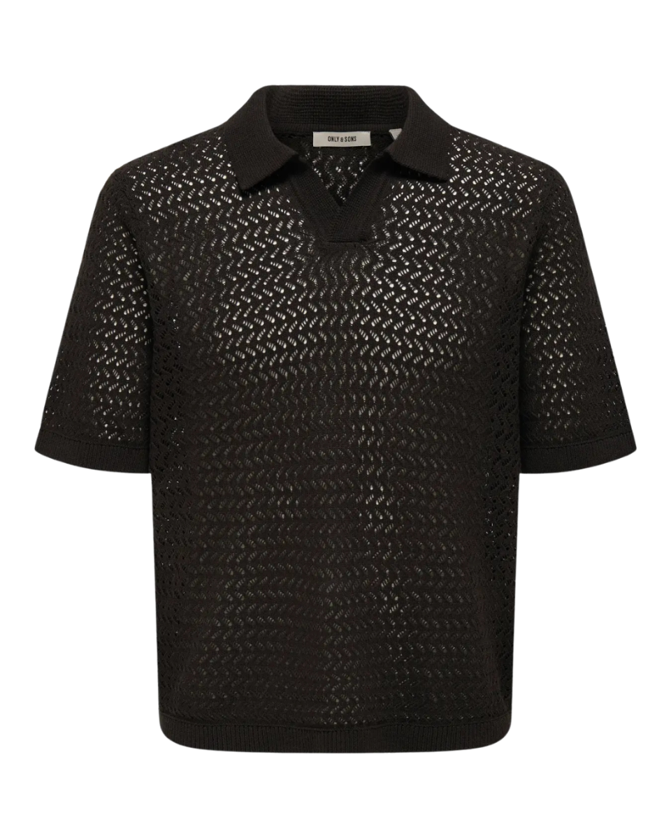 Nyle 5 SS Split Polo Knit Coffee Bean