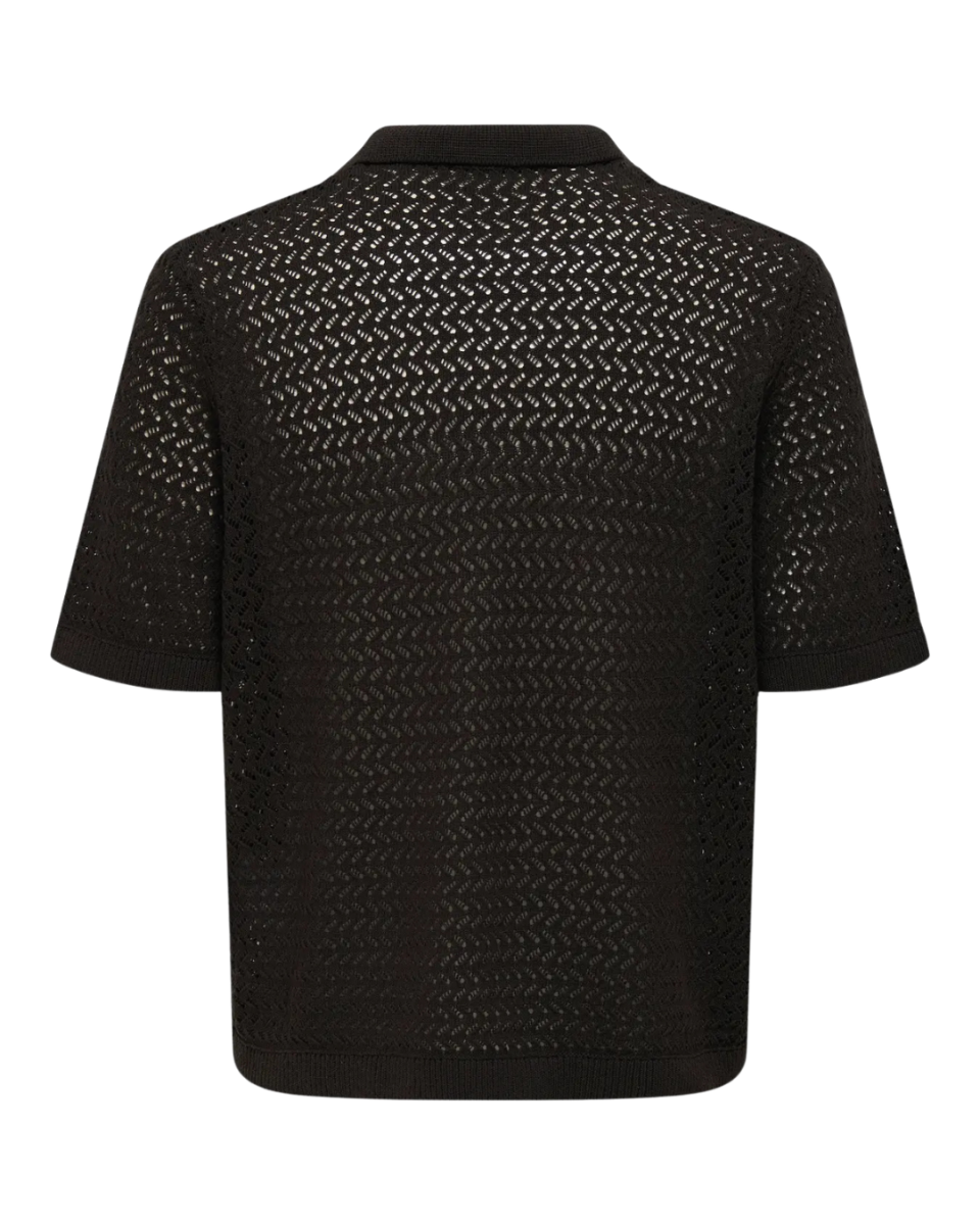 Nyle 5 SS Split Polo Knit Coffee Bean